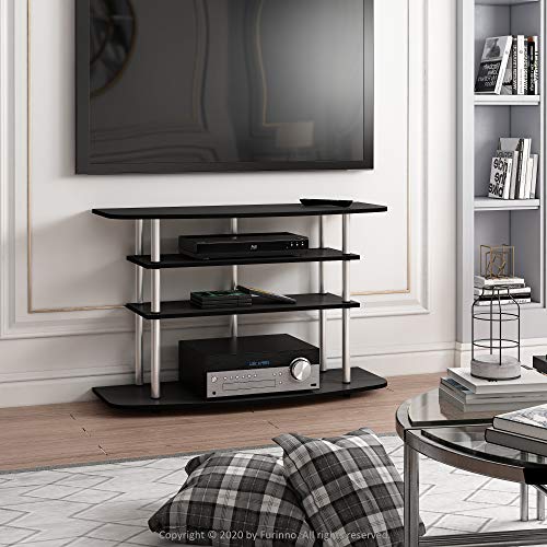 Image of Furinno Frans Turn-N-Tube TV Stand for TV Size up to 43 Inch, 4-Tier, Black Oak