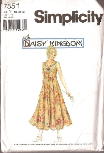 Simplicity 7551 Pattern - Misses Mid-calf Length Front Dress with Flared Skirt, Size 12-16