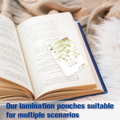 Image of 200 Pieces 10 Mil 2 1 /2 inch x 4 1 /4 inch Luggage Tag Laminating Pouches with Slot Hole Thermal Laminate Pouch Tags Kit Resealable for Work Permits Pass Cards Student ID Cards