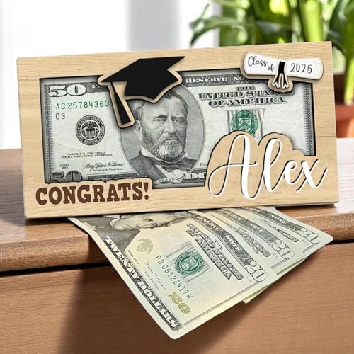 Graduation Gift 2025 Personalized Grad Frame Money Holder Custom Name Senior Gift Graduation Keepsake Class of 2025 Grad Cap Diploma Gift high School College Graduate Present Cash Holder3