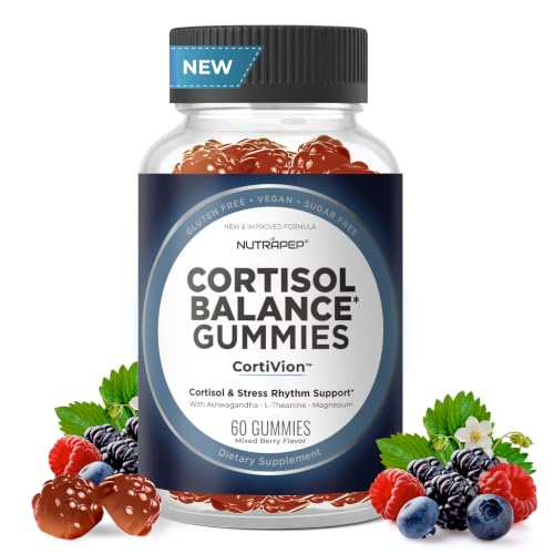 NutraPep Cortisol Gummies for Women Men - 13-in-1 High Cortisol Reducer with Ashwagandha Magnesium L-theanine Rhodiola Rosea - Daily Cortisol Detox Manager for Stress Focus Support - Vegan Sugar Free