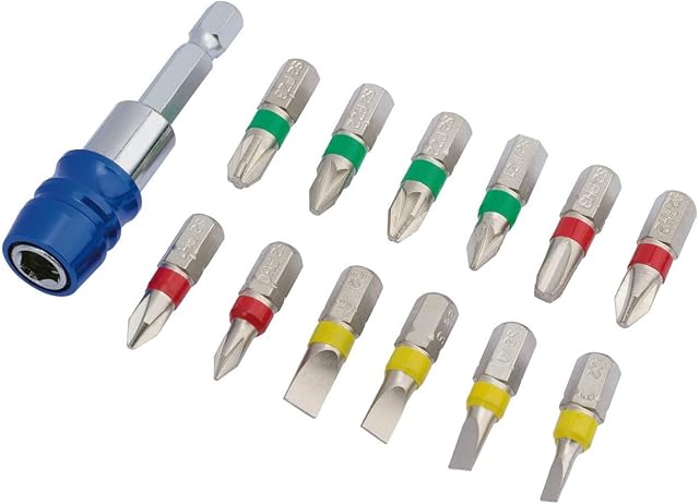Draper 82401 Coloured Screwdriver Bit Set with Magnetic Holder (13 Piece)