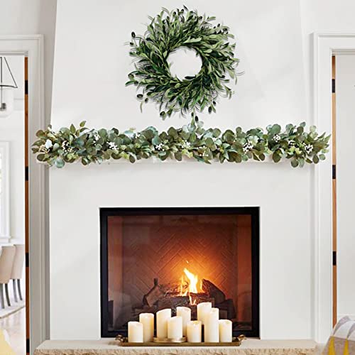 Artificial Olive Wreath For Front Door Farmhouse Greenery Wreath With Olive Leaves Green Wreaths Wall Home Outdoor Indoor Window Festival Wedding Christmas Decor #TOP1