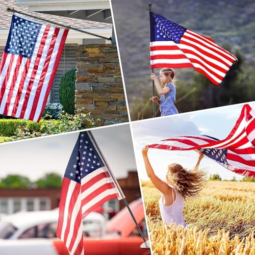 Barcetine American Flag with Pole Kit - Includes 5ft Tangle Free Metal Flag Pole,4x6 Embroidered US Flag,Mount Holder Bracket,for Outside House,Front Porch,Outdoor,Black by Barcetine - Image 5