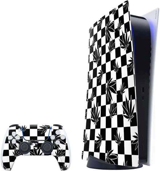 Skinit Decal Gaming Skin Compatible with PS5 Bundle - Marijuana Checkered Design