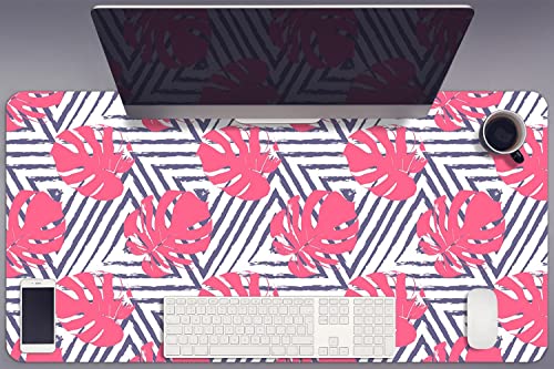 Tapis de bureau feuilles roses 45x90 cm idéal pour le télétravail