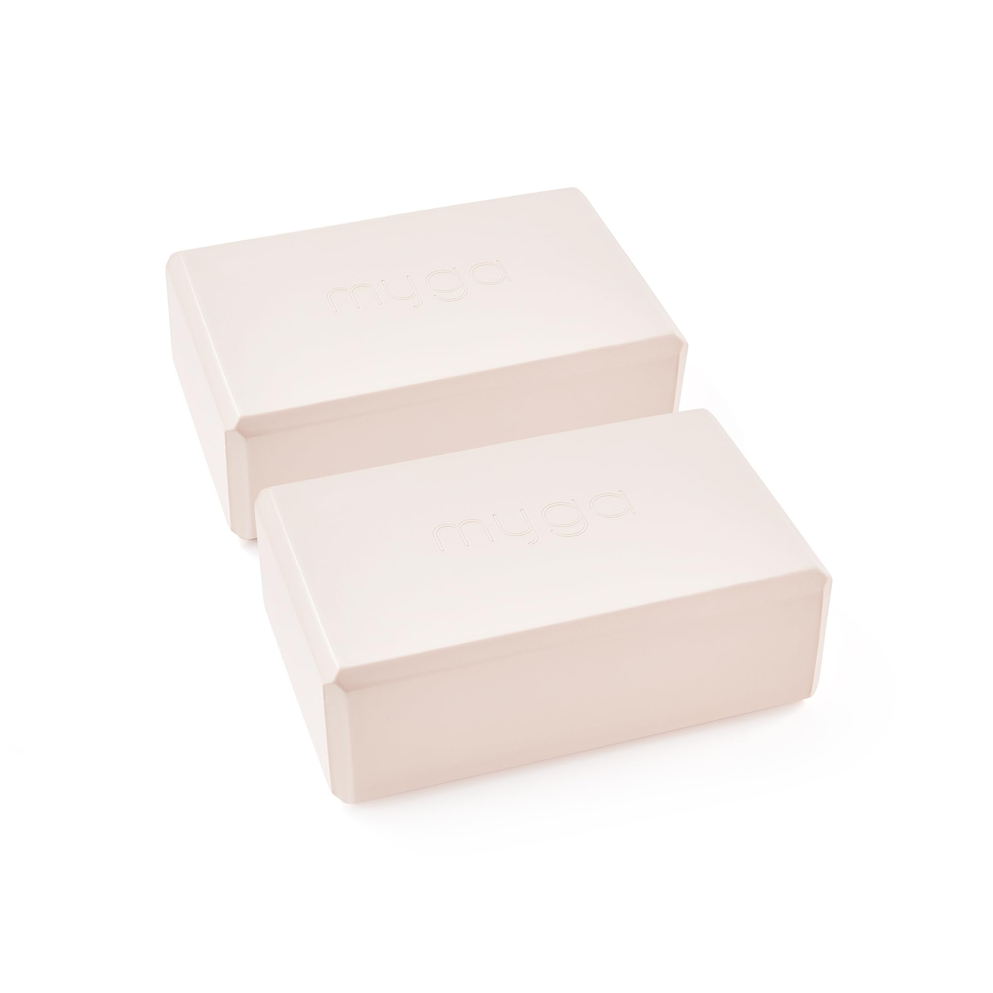 Myga Yoga Blocks - Pair of High Density Foam Bricks for Yoga, Pilates and Fitness for Balance, Support & Flexibility - Non Slip, Lightweight & Durable Foam Blocks for Home, Gym & Travel (Blush)