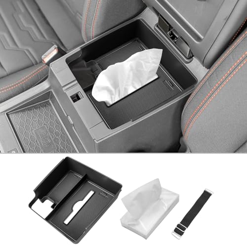 Image of CDEFG Center Console Organizer Tray for 2022-2025 2026 Nissan Frontier with Tissue Slot, 2025 2026 Frontier Truck Accessories Middle Console Organizer Armrest Storage Box with Elastic Band