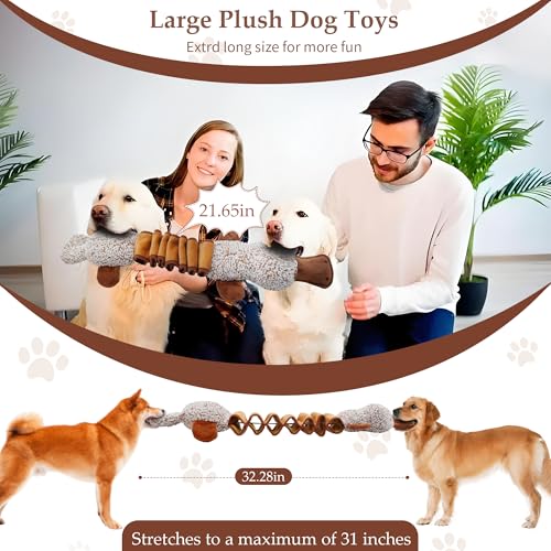 BUYPOW Squeaky Dog Toys, Interactive Tug of War Puppy Toys, Funny Plush Dog Chew Toys, Stuffed Toys for Small,Medium and Large Dogs - Platypus - Thumbnail 4