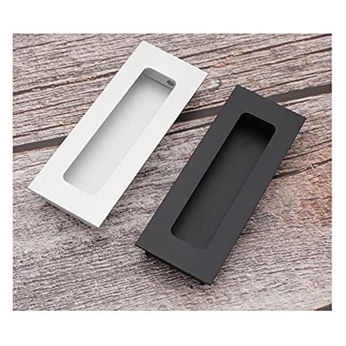 Dreneco 4pcs Aluminium Alloy Recessed Handle Sliding Door Cupboard Wardrobe Flush Pull Hidden Handles Black (Hole Distance 128mm) - Image 4