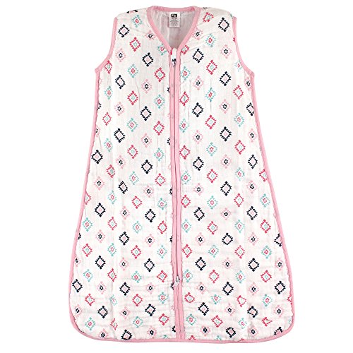 Image of Hudson Baby Unisex Baby Muslin Cotton Sleeveless Wearable Sleeping Bag, Sack, Blanket, Pink Aztec, 18-24 Months