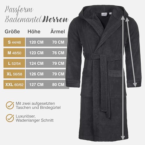 Class Home Collection Bademantel Damen & Herren mit Kapuze – 100% Baumwolle Frottee, weich & saugfähig – OEKO-TEX Anthrazit Gr. L