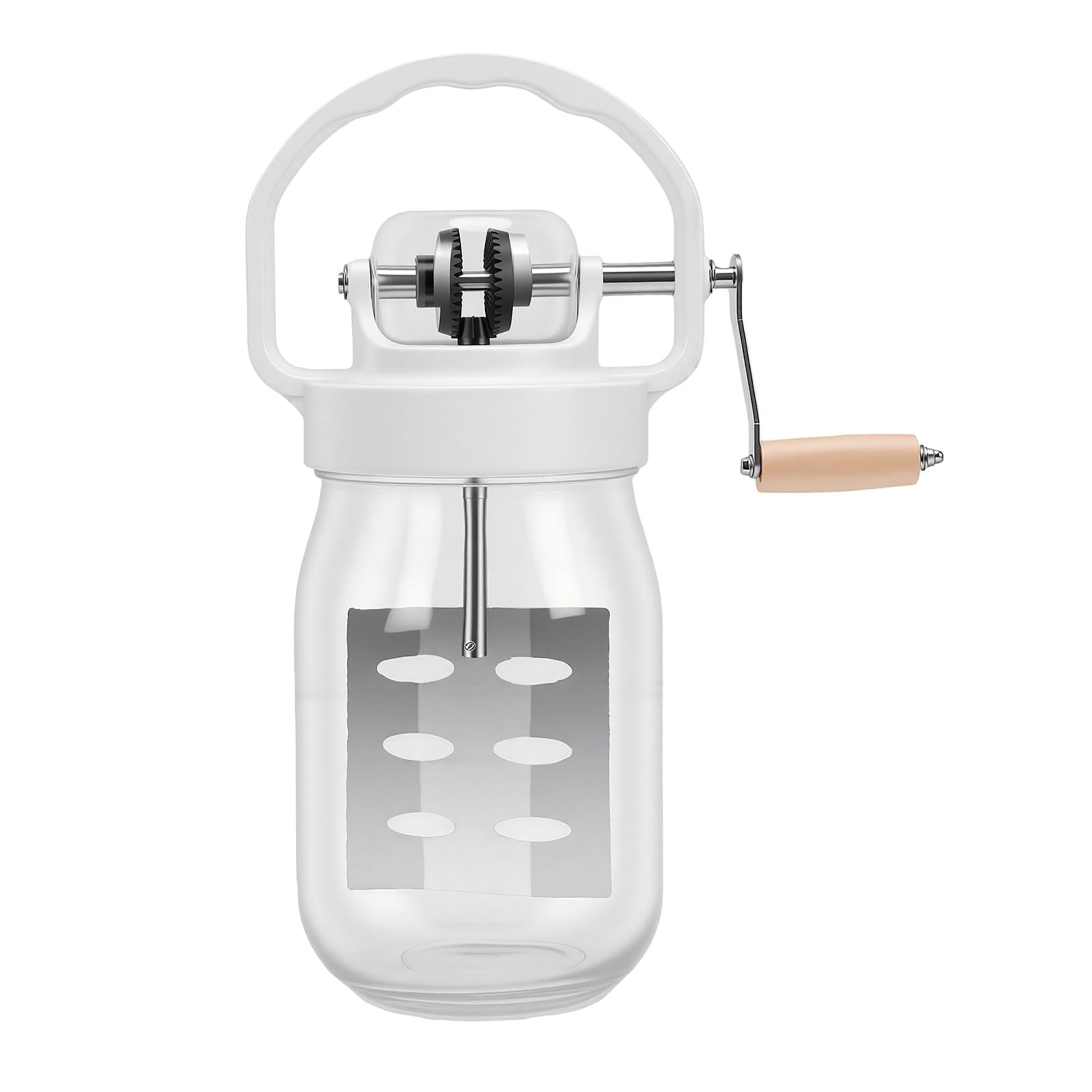 ASHATA Mantequilla Manual de 1500 Ml con Tarro de Cristal para Mantequilla Casera y Herramienta de Cocina Más Segura