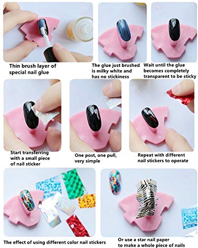 XICHEN Starry Sky Stars Nail Art Stickers Tips Wraps Foil Transfer Adhesive Glitters Acrylic DIY Decoration (24PCS 24 Colors)(4cm*100cm) - Thumbnail 3