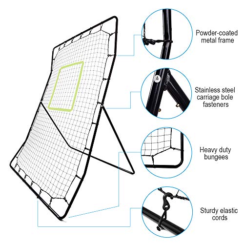 Portzon Pitch Back Baseball/Softball Rebounder, Multiple Baseball Softball Net,Adjustable Angle Pitchback Trainer