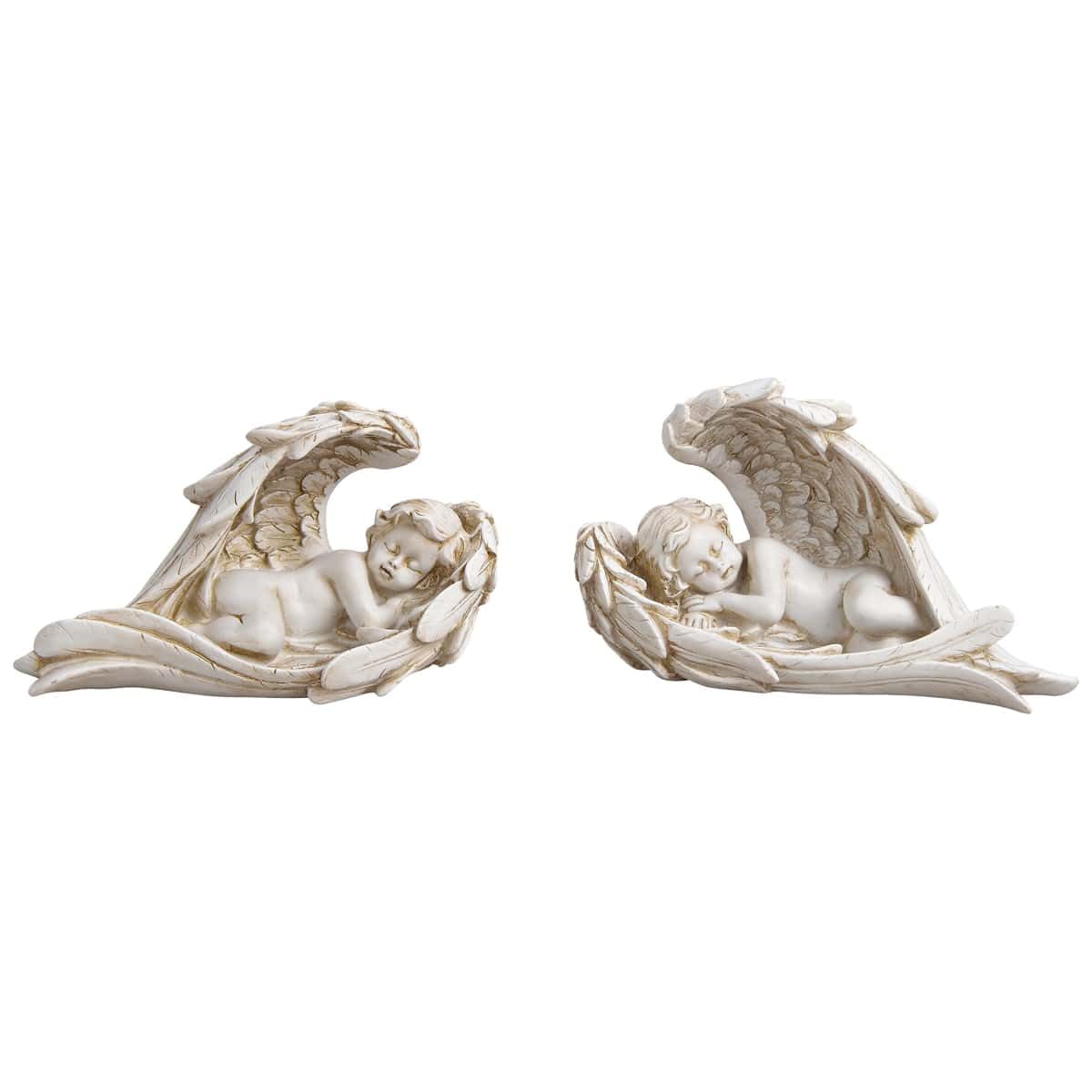 Wetterfeste Grabengel Figuren Set – Sitzende Engel Aus Kunststein, Grau, 9x13 Cm & 6x10 Cm | Für Grabdekoration & Als Trauergeschenk