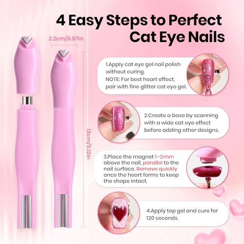 Image of Beetles Cat Eye Magnet for Nails - 3 in 1 Nail Magnet for Cat Eye Gel Nail Polish Heart /French /Stripe /Glass Bead /Side Light /Wide Light Effect Magnetic Nails Art Tools Home DIY Salon Manicure Design