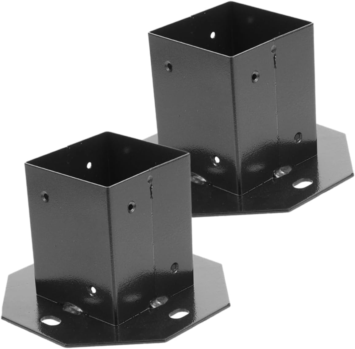 TEHAUX 2pcs Heavy Duty Metal Post Bases for Mailbox Deck Railing Support Fence Bracket for Home and Garden Easy Installation Non-Skid Design