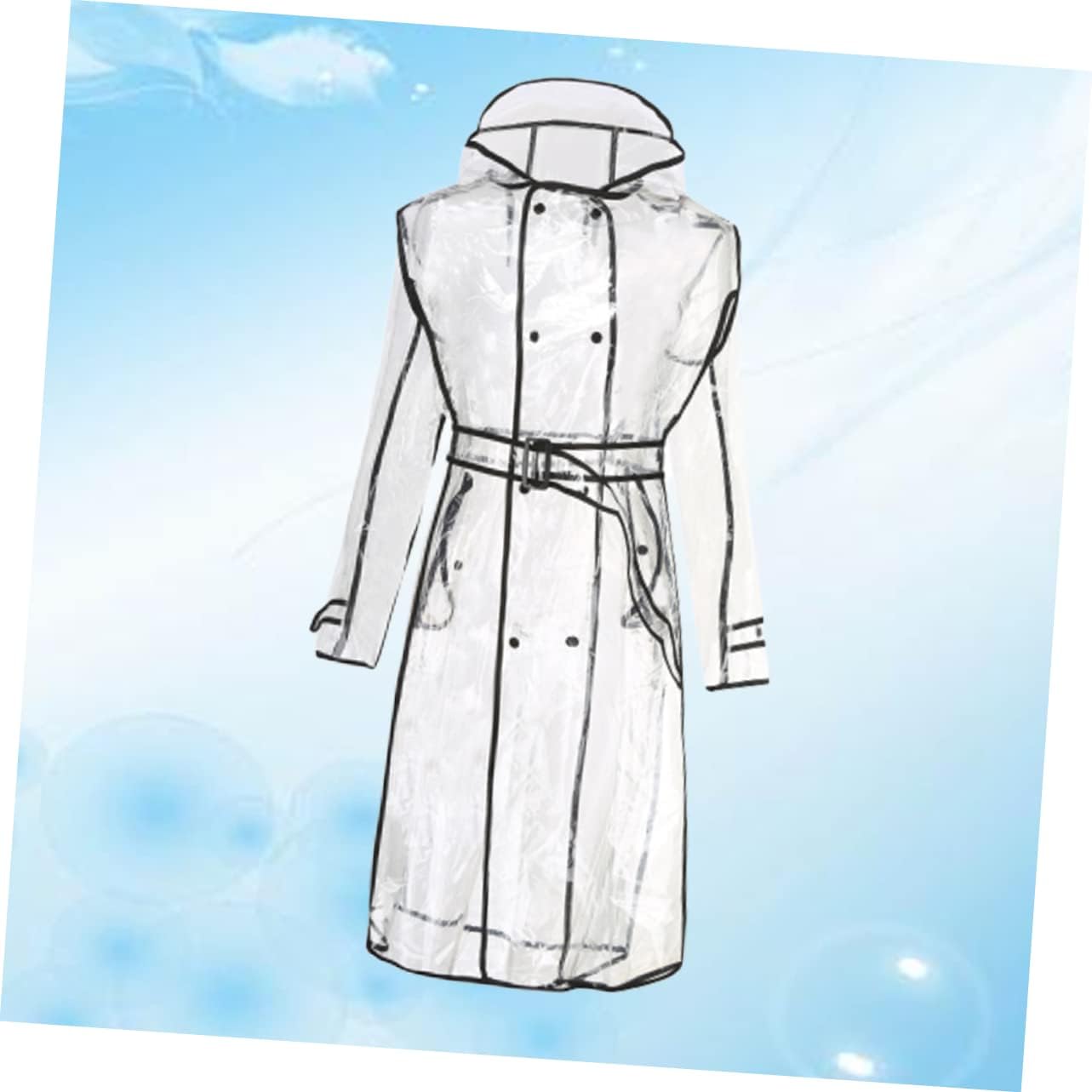 BESTYASH Rainwear Women Hooded Raincoat Belt Lightweight Slicker Mid-long Raincoat