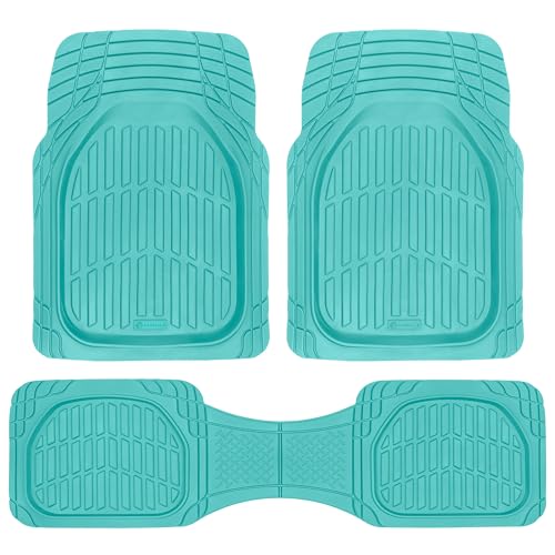 CARBELLA Heavy Duty Rubber 4-Piece Teal Car Floor Mats -