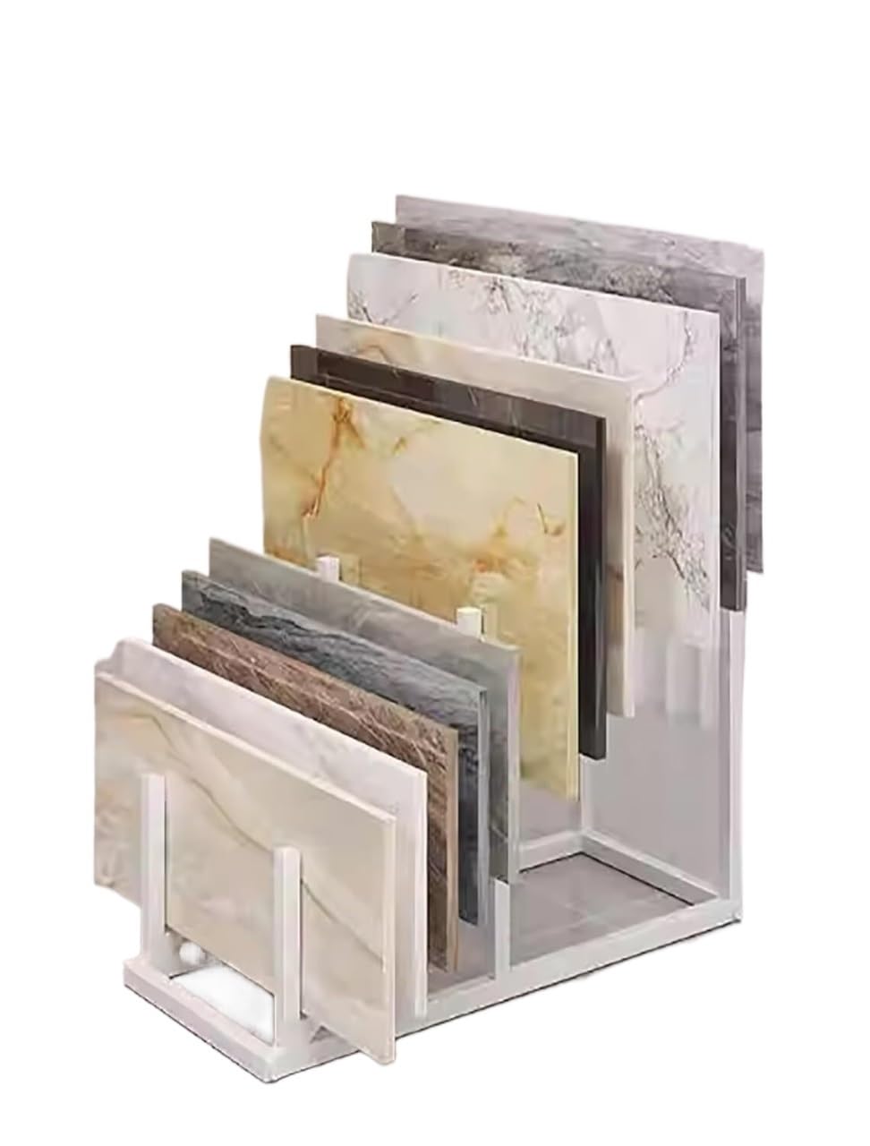 NIUSABOU Floor Tile Display Stand, Tile Sample Display Stand Multicolor 27.6x11.8x25.6 Inches(Cream)