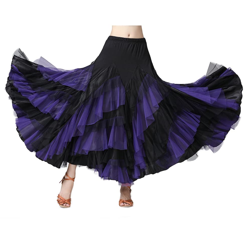 Donna Gonna Salsa Rumba a Vita Alta Flamenco Dance del Ventre Swing Gonne Lunghe Dancewear A-Line Plissettata Gonna Pratica Vintage Gonne da Ballo