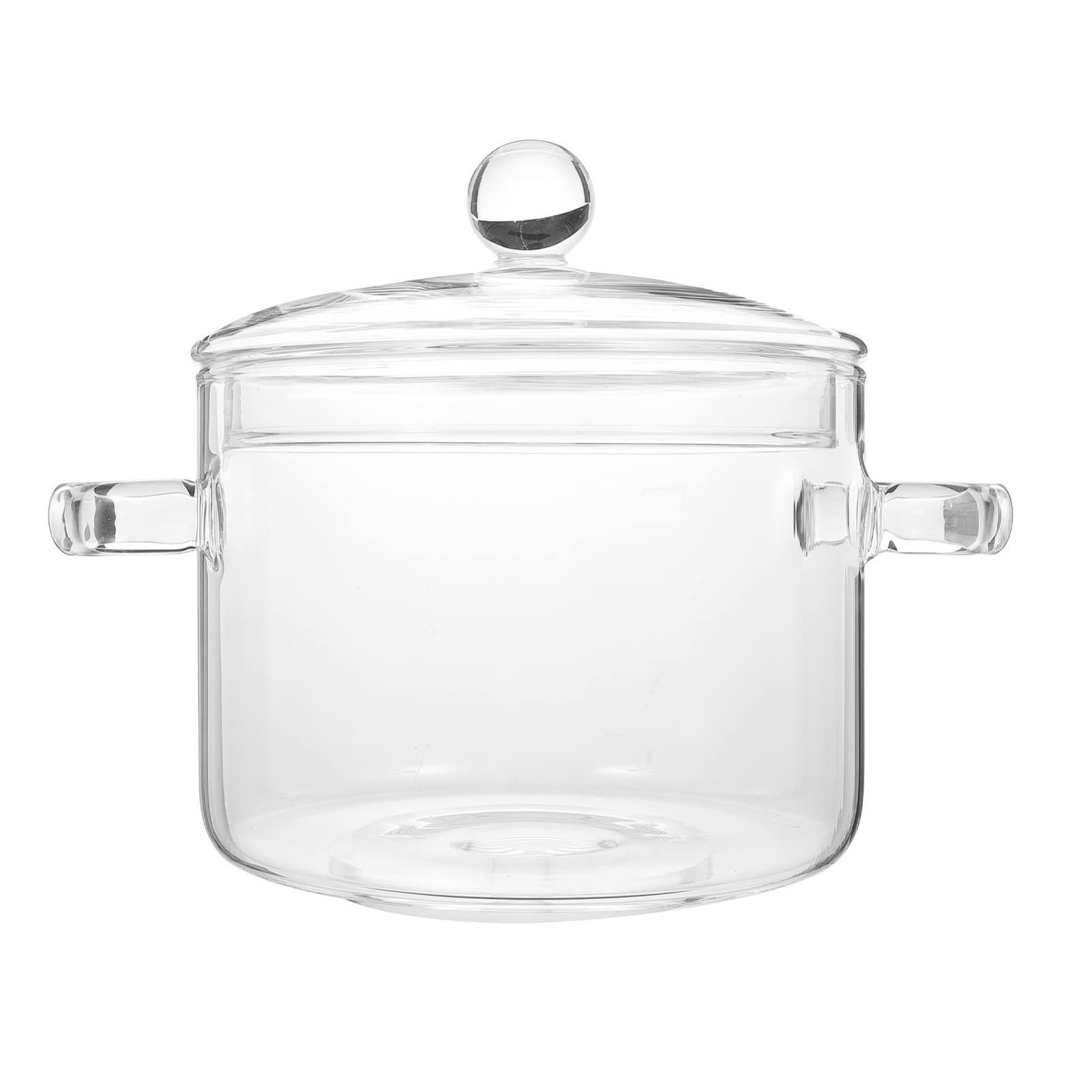ERINGOGO Household Pans for Cooking High Borosilicate Glass Soup Pot Glass Two-Ear Instant Pasta Frying Pans Non-Stable Bowl Egg Pan Kitchen Noodle Cooking Utensils 1900 ml