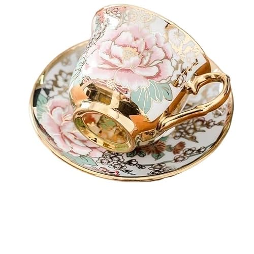 Tasse Becher Kaffeetasse AMP Saucer Set Rose Löffel Gloden Luxus Keramik Cermic Milch Becher Top-Grade Porzellan Teetasse Drinkware Kaffeetassen (Color : Style a) Cover