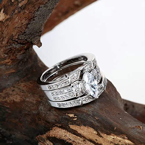 Wedding Ring Sets Vintage, Wedding Rings Vintage 3Pcs Copper Three Layer Full Diamond Ring Valentines Day Rings Jewelry Gift for Women4