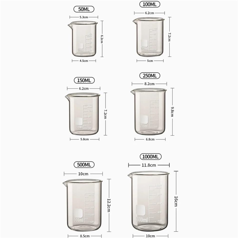 Ensemble de Tasses à mesurer en Verre, 1 pièce, Transparent, résistant aux Hautes températures, pour la Cuisine, la pâtisserie, Les récipients et Les pichets (Set F)