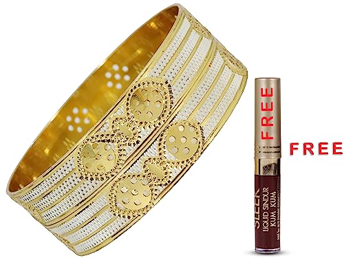 Image of NMII Brass Gold Plated Bangles Set For Women's & Girls (Pack of 2)