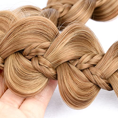 BOBIYA Kinky Gourd Synthetic Hair Braided Headband Wide Plaited Braids Elastic Stretch Plait Hair Headband (Caramel Brown) - Image 3