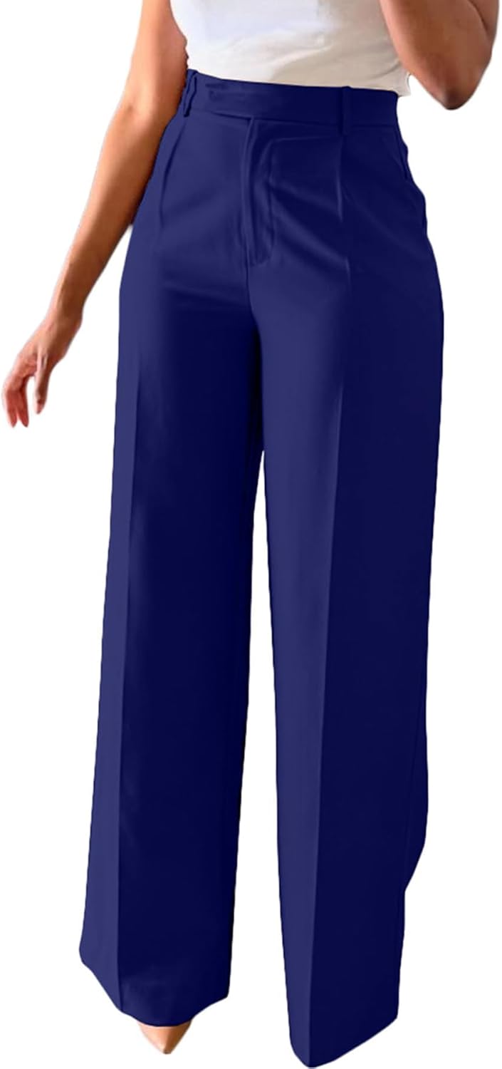 Lucuna Women's Wide Leg Dress Pants High Waisted Straight Leg Slacks Business Office Work Pants Trousers