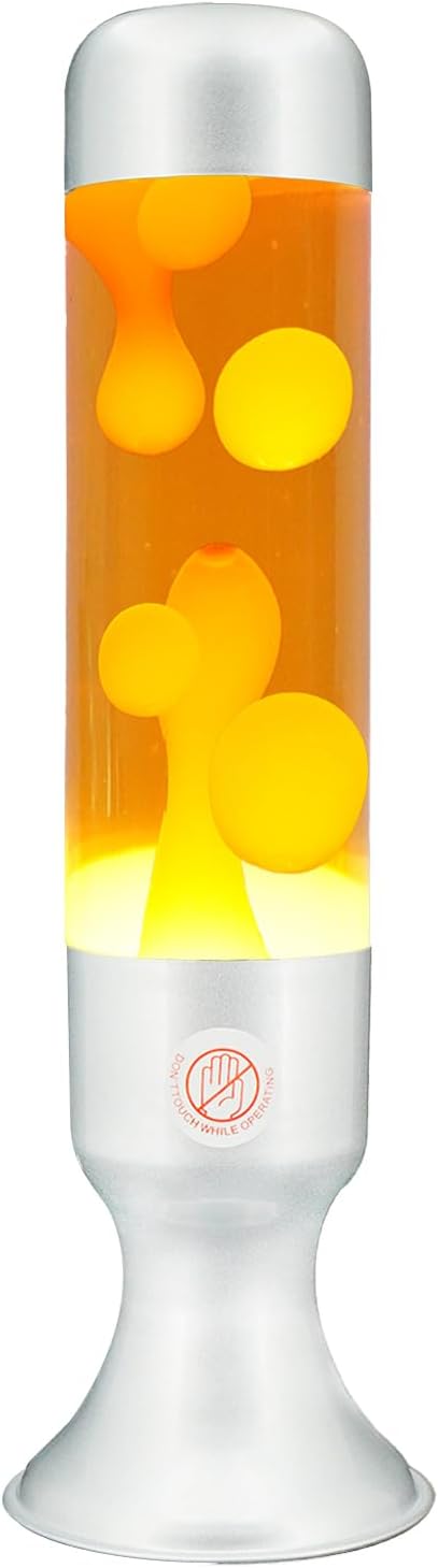 16 Inch Liquid Lamp, Orange Liquid Yellow Wax Motionin Liquid Motion Light, Night Light Home Decor for Meditation, Amazing Gifts for Adults & Kids, Silver Base.（jbd）