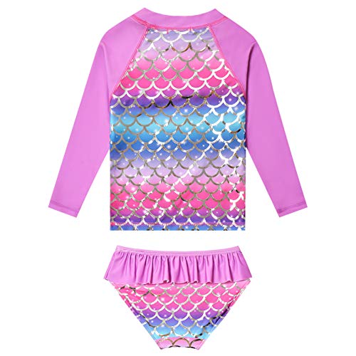 Image of QPANCY Girls Rash Guard Swimwear Swimsuit Bathing Suits UPF 50+ Sun Protection