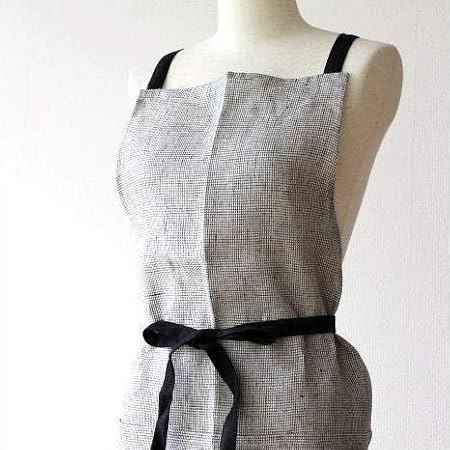 Amazon エプロン リネン レディース 女性 ロング おしゃれ シンプル ナチュラル 格子 かわいい リネンエプロン イビサ Jot31 エプロン オンライン通販