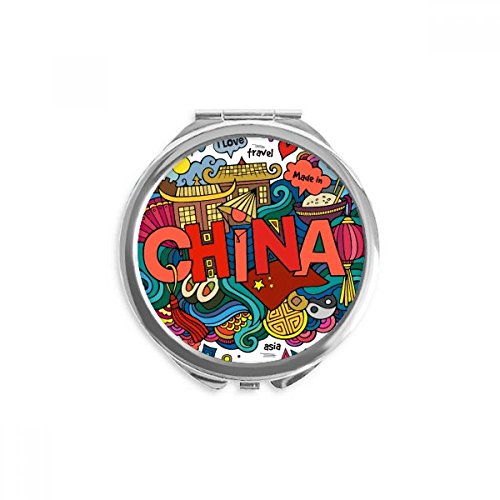 Espejo redondo portátil para maquillaje de bolsillo con diseño de Asia