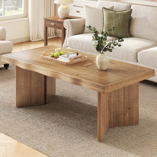 47" Live Edge Solid Real Wood Coffee Table for Living Room | Rect...