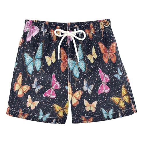 Boys Swimming Shorts, Swim Trunks for Toddler Boys 2t, Colorful Butterflies Black