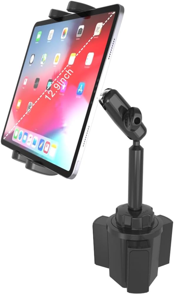 Car Cup Holder Tablet Mount for 4-13' iPad, Universal Metal Upgraded Version Truck Vehicle Cup Holder for Your iPad Pro 12.9 Air Mini Galaxy Fold 5 4 3 and All Cell Phone