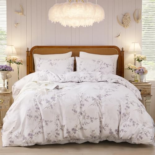 Cozaline �t���[���� �f���x�J�o�[ �N�C�[���T�C�Y - 100% �V�R�R�b�g�� ���o�[�V�u�� �O���C�b�V���t�����[ �Q��Z�b�g �W�b�p�[�J�� 3�s�[�X �\�t�g & �ʋC�� �x�[�W�� �|���z�c�J�o�[