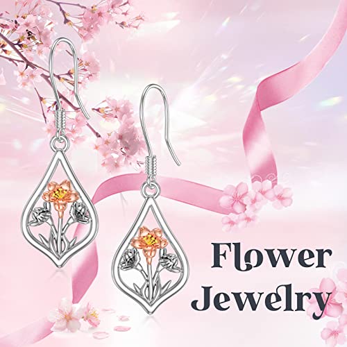 Winnicaca Cherry Blossoms Gifts Sterling Silver Cherry Blossoms Flower Dangle Drop Earrings For Women Cherry Blossoms Flower Jewelry Gifts For Tenns Girls Birthday Anniversary #TOP5