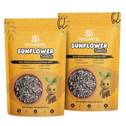 Image of BOTANBITES Sunflower Seeds 500g | High in Fibre & Low in Carb | Protein-Rich Superfood Snack | Surajmukhi Beej | Rich in Omega-6, Zinc, Iron & Vitamin E | Antioxidant-Rich Healthy Snack for Fat Loss (500g)