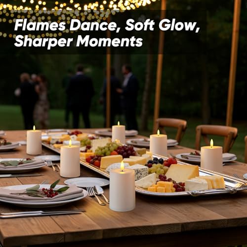 Image of Raycare 3 inchx4.5 inch White Outdoor Waterproof Flameless Candles with Remote and Timer, Realistic LED Candles, Battery Operated Electric Fake Pillar Candles for Porch, Patio, Garden, Set of 2
