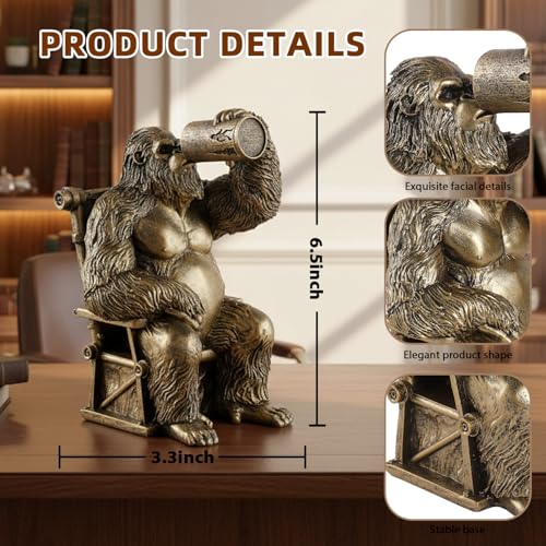 Image of Bigfoot Statue Lazy Sasquatch Drinking Beer Whimsical Home Decor | Hand-Painted Desk Decor for Yard Patio Office Cabin | Bigfoot Sasquatch Gifts for Men Cryptid Enthusiasts
