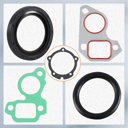 Image of Engine Timing Cover Gasket Set Compatible with Chevy Silverado, Tahoe, GMC Sierra, Suburban, Yukon, Savana, Cadillac Escalade with GM LS LS1 LS2 LS3 4.8L 5.3L 5.7L 6.0L 6.2L engines，Replace#: 12633904