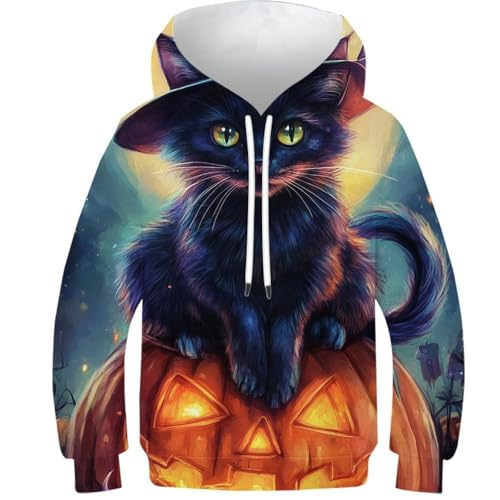 Sweat à capuche chat et citrouille 3D, cadeau idéal ado 13 à 15 ans