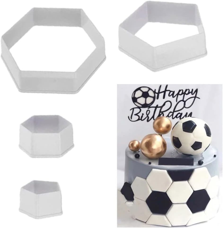 Soccer Ball Cookie Cutter,Hexagon Cookie Cutter,Football Cake Decorations - 4 Sizes Geometric Biscuit Cutters Sandwiches Pastry Cutter for Birthday Cake Cupcake Decorating Tools