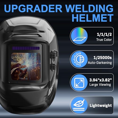 Image of 3.94 inchx3.82 inch Large Viewing Welding Helmet, True Color Auto Darkening Welding Helmet, Solar /Rechargeable Battery Power Welding Hood With 4 Arc Sensor, Wide Shade 4 /5-9 /9-13 Welding Mask For TIG MIG ARC