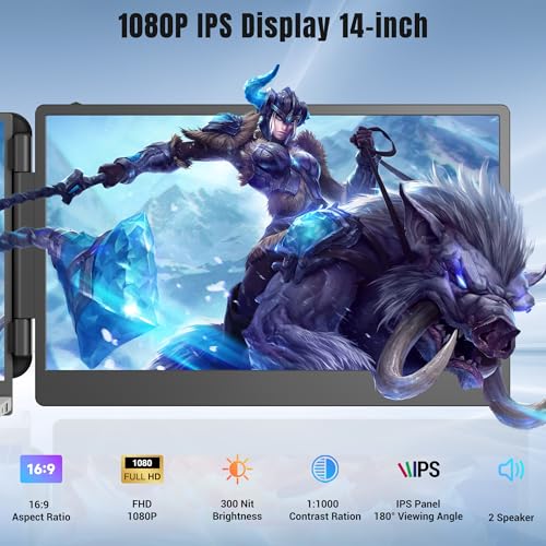 siaviala Laptop Screen Extender - 14" Triple Screen Extender Monitor, FHD 1080P IPS Portable Monitor for Laptops 13-17.3" with USB-C/HDMI Port, Plug & Play for Windows/Mac/Android/Switch by siaviala - Image 2
